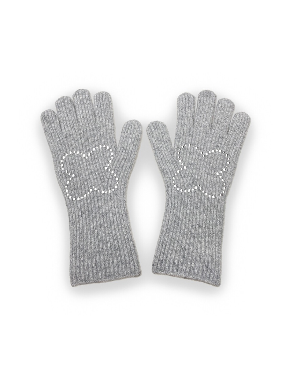 CLOVER KNIT GLOVES (GY)